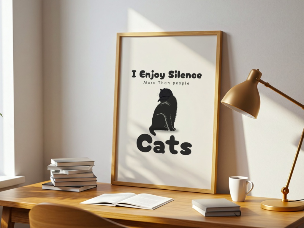 Introverted Cat Quote Series 04 – Enjoying Silence|静かな時間の猫