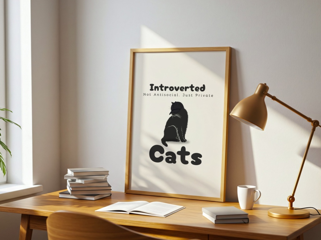 Introverted Cat Quote Series 05 – Introverted, Just Private|内向的な猫