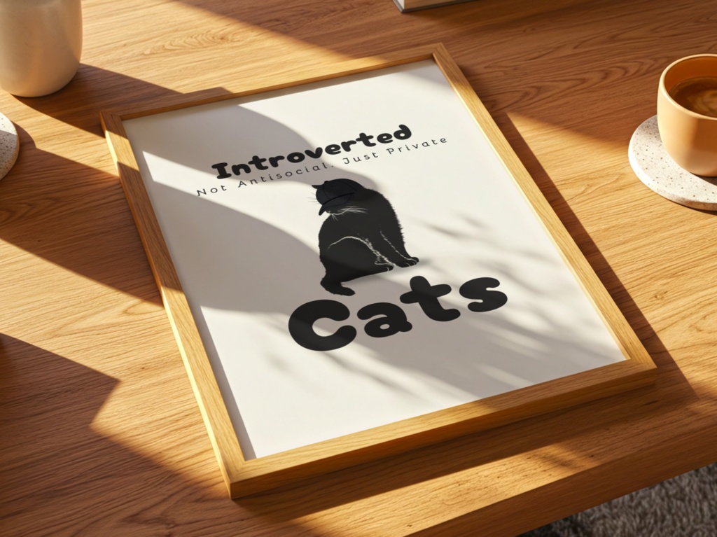 Introverted Cat Quote Series 05 – Introverted, Just Private|内向的な猫