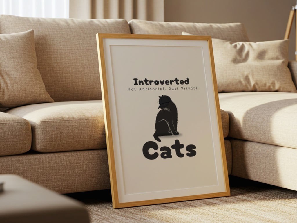 Introverted Cat Quote Series 05 – Introverted, Just Private|内向的な猫