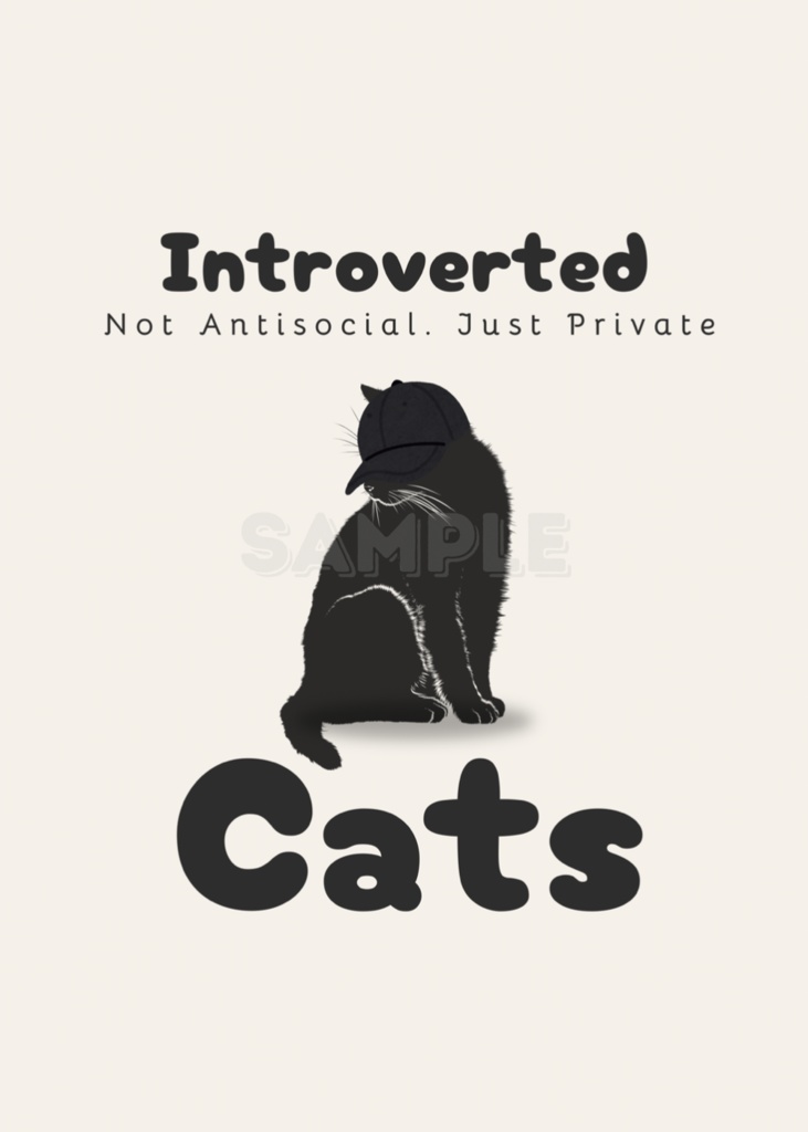 Introverted Cat Quote Series 05 – Introverted, Just Private|内向的な猫