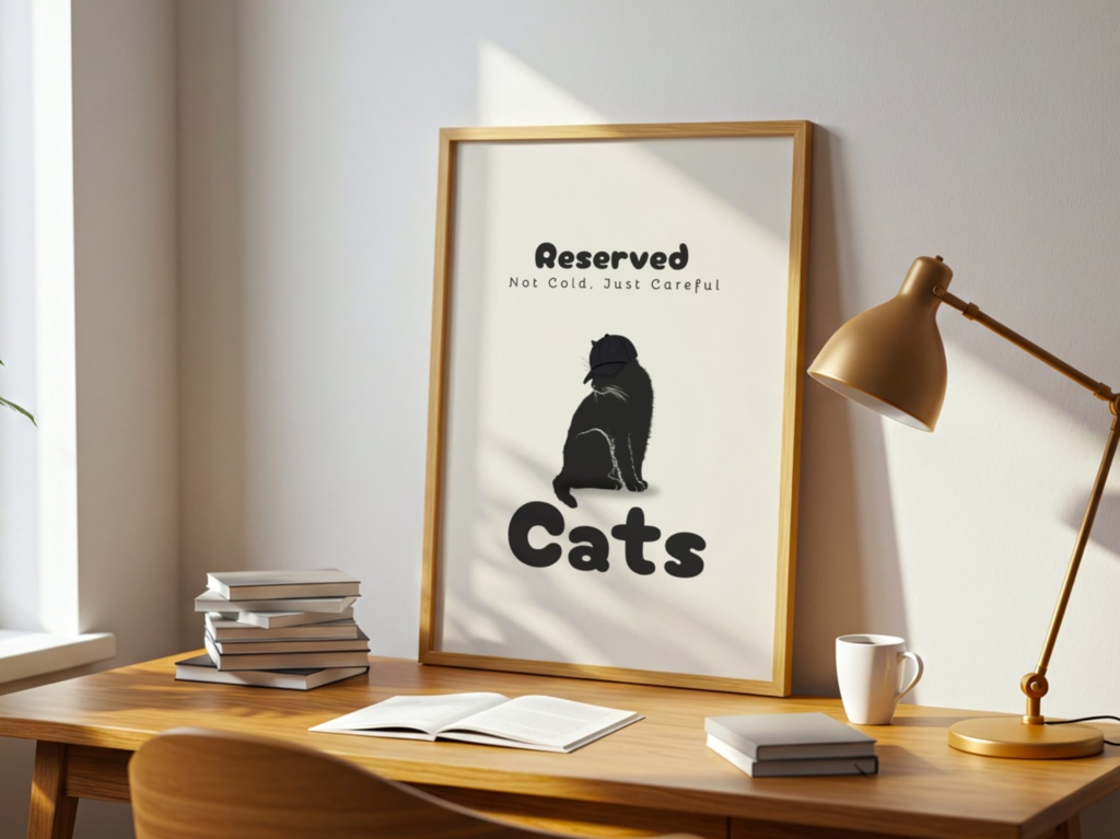 Introverted Cat Quote Series 06 – Reserved, Not Cold|控えめな猫