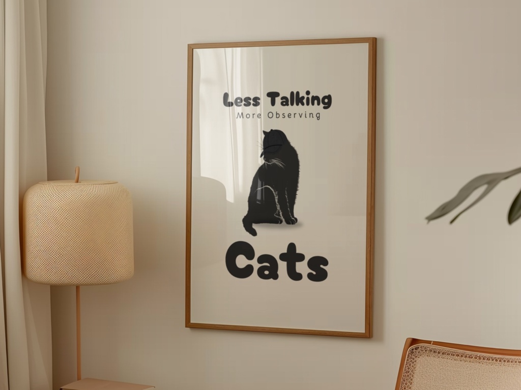 Introverted Cat Quote Series 07 – Less Talking, More Observing｜静観する猫