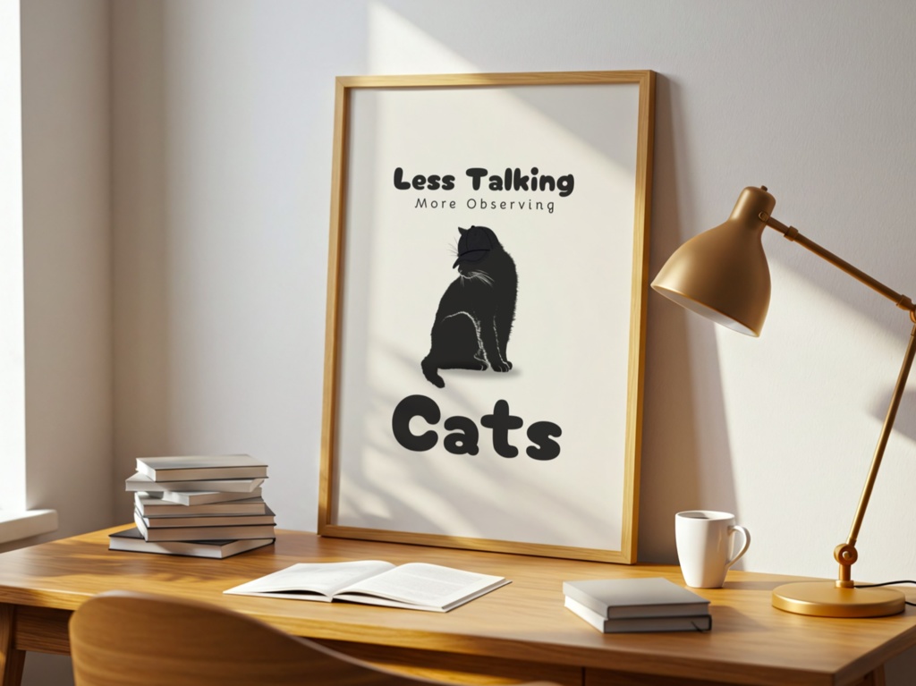 Introverted Cat Quote Series 07 – Less Talking, More Observing|静観する猫