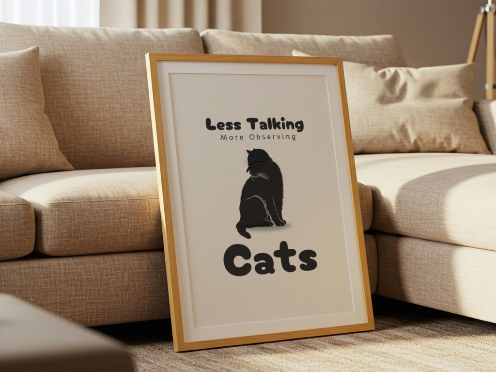 Introverted Cat Quote Series 07 – Less Talking, More Observing|静観する猫