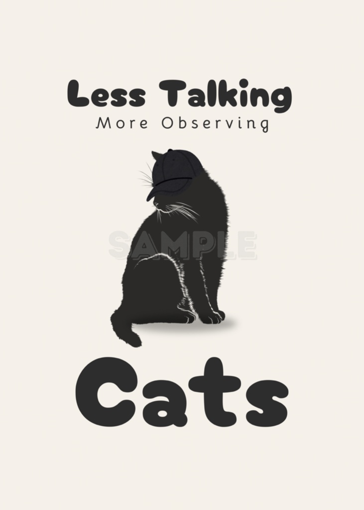 Introverted Cat Quote Series 07 – Less Talking, More Observing|静観する猫