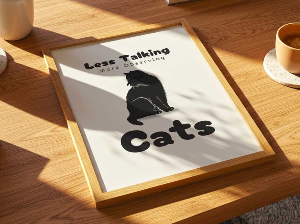 Introverted Cat Quote Series 07 – Less Talking, More Observing|静観する猫