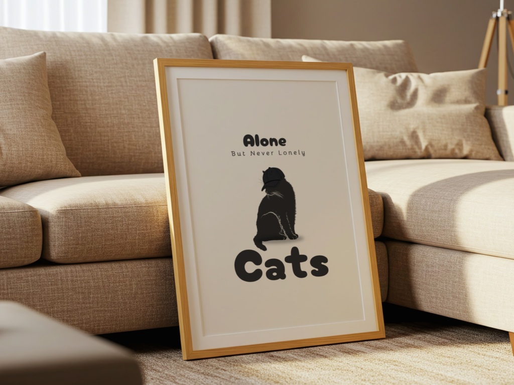 Introverted Cat Quote Series 08 – Alone, But Never Lonely|ひとりでも孤独じゃない猫