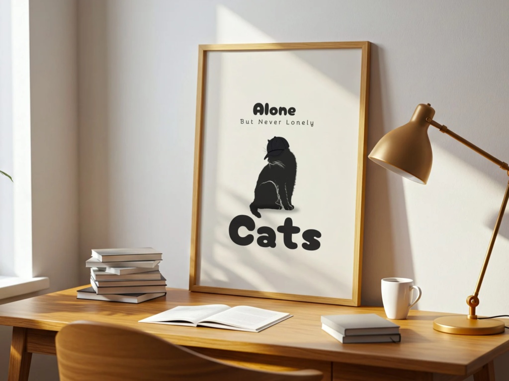 Introverted Cat Quote Series 08 – Alone, But Never Lonely|ひとりでも孤独じゃない猫