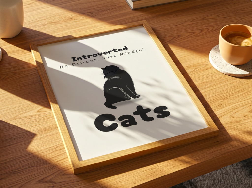 Introverted Cat Quote Series 09 – Mindful, Not Distant|内向的な猫