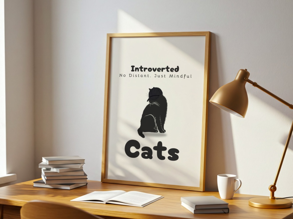 Introverted Cat Quote Series 09 – Mindful, Not Distant|内向的な猫