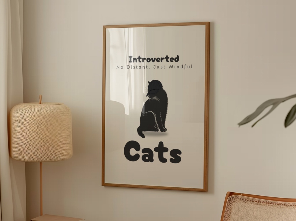 Introverted Cat Quote Series 09 – Mindful, Not Distant｜内向的な猫