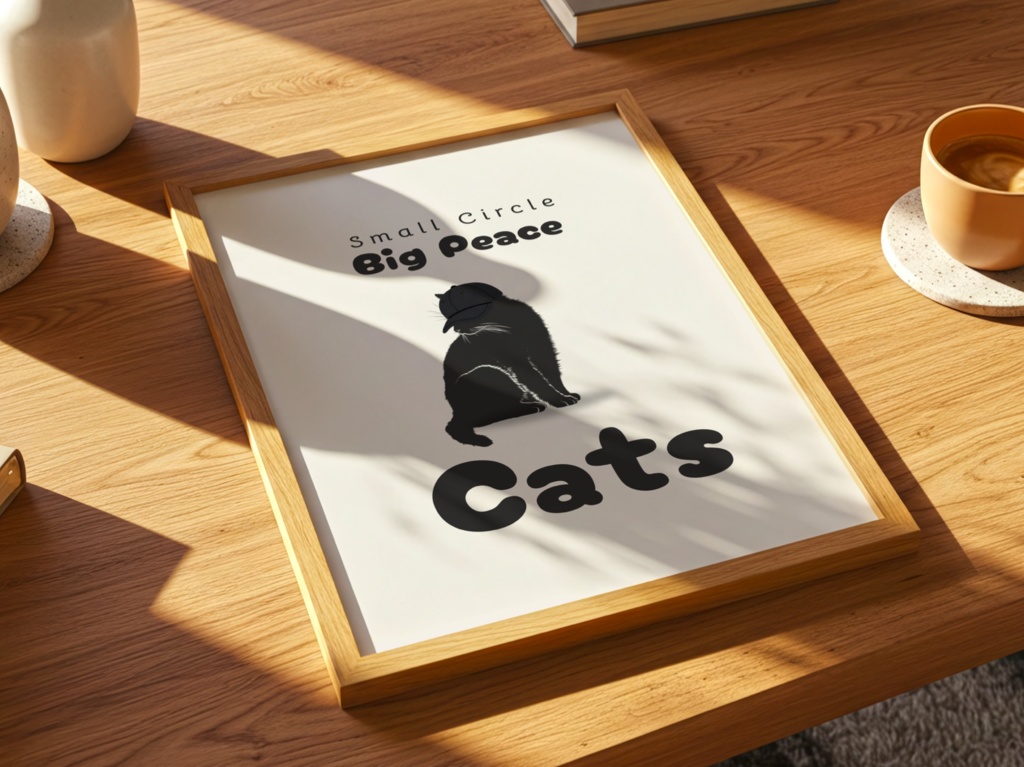 Introverted Cat Quote Series 10 – Small Circle, Big Peace|小さな世界、深い安らぎの猫