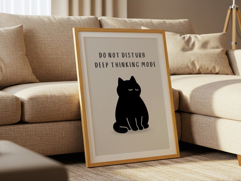 Introverted Cat Quote Series 11 – Do Not Disturb, Deep Thinking Mode|思考中の猫