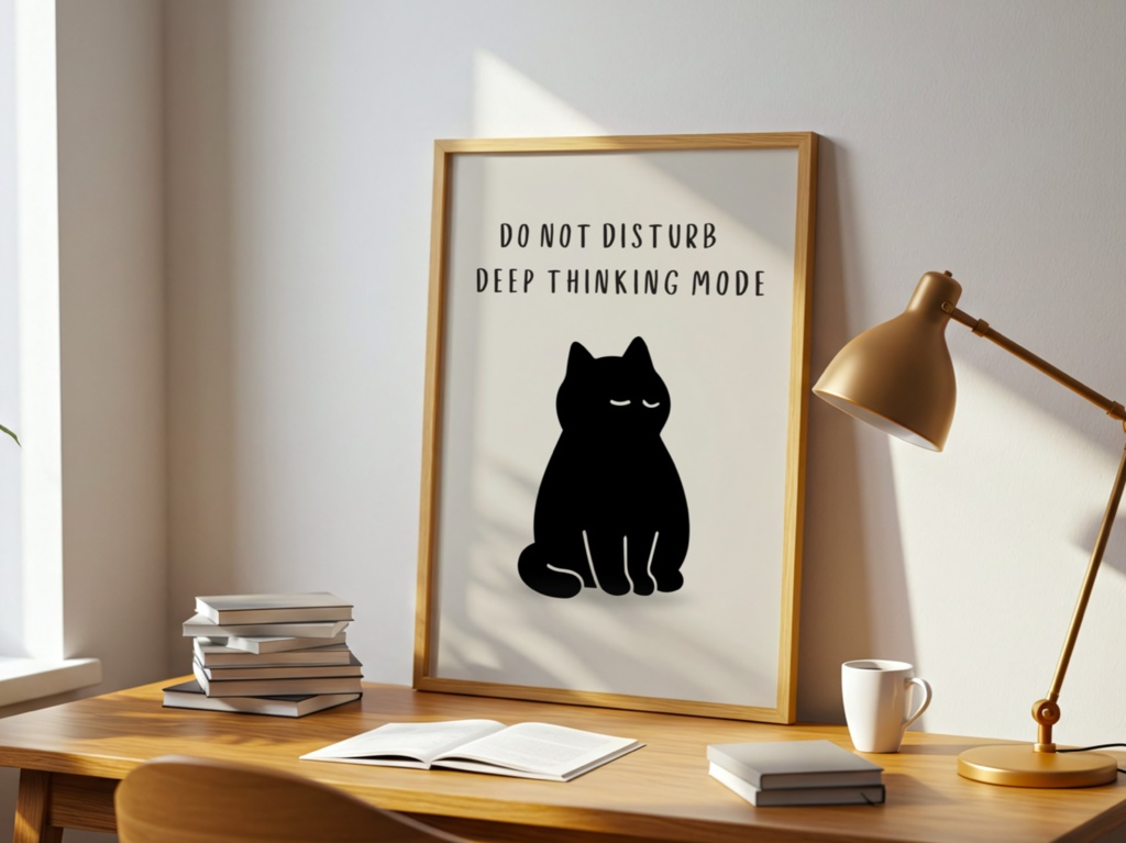 Introverted Cat Quote Series 11 – Do Not Disturb, Deep Thinking Mode|思考中の猫
