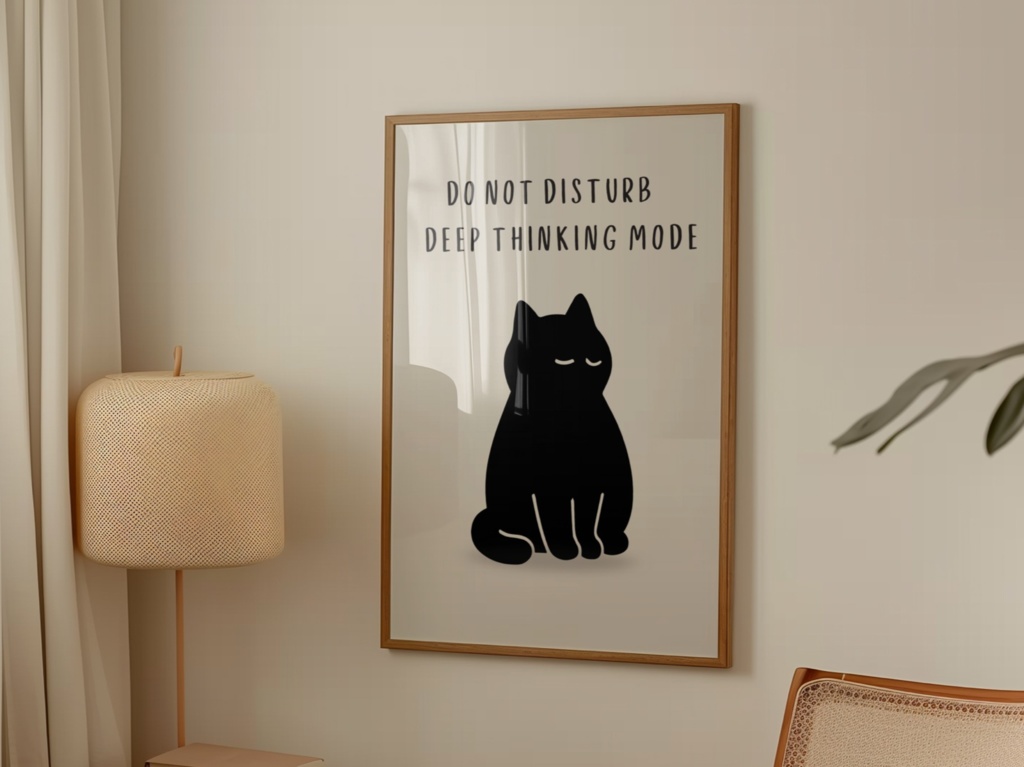 Introverted Cat Quote Series 11 – Do Not Disturb, Deep Thinking Mode｜思考中の猫 