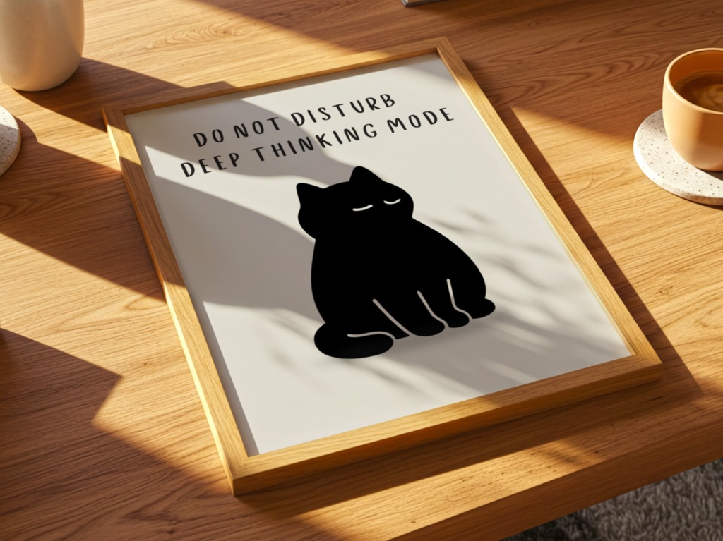 Introverted Cat Quote Series 11 – Do Not Disturb, Deep Thinking Mode|思考中の猫