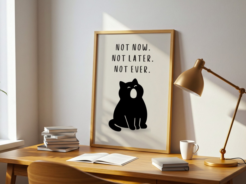 Introverted Cat Quote Series 12 – Not Now, Not Later, Not Ever|今は無理な猫