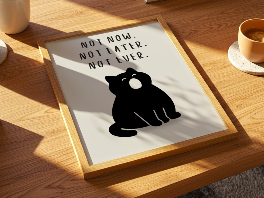 Introverted Cat Quote Series 12 – Not Now, Not Later, Not Ever|今は無理な猫