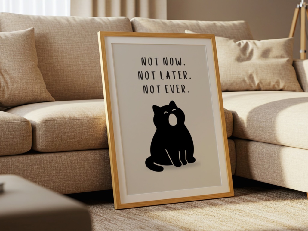 Introverted Cat Quote Series 12 – Not Now, Not Later, Not Ever|今は無理な猫