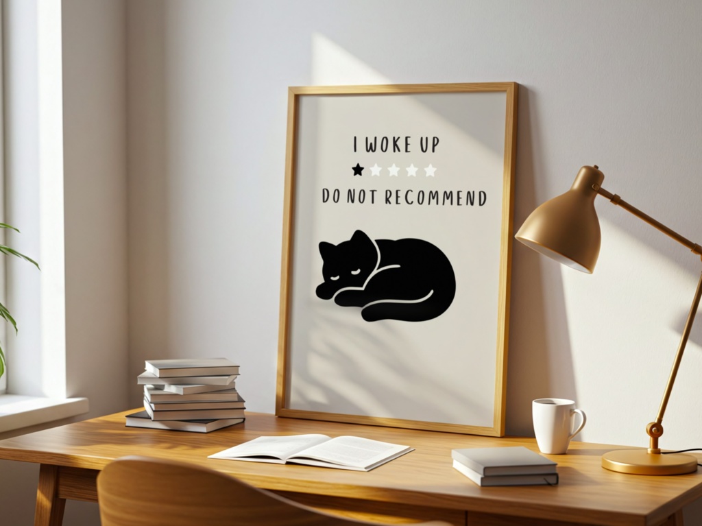 Introverted Cat Quote Series 16 – I Woke Up, Do Not Recommend|起きたけどおすすめしない猫