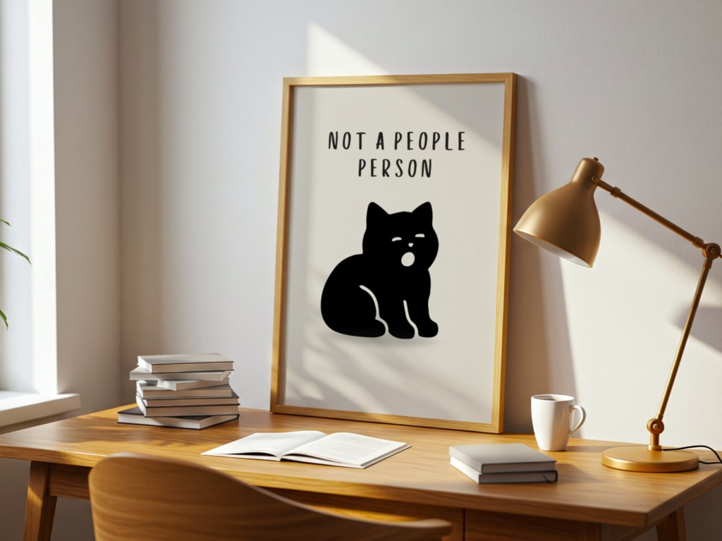Introverted Cat Quote Series 17 – Not a People Person|人付き合いが苦手な猫