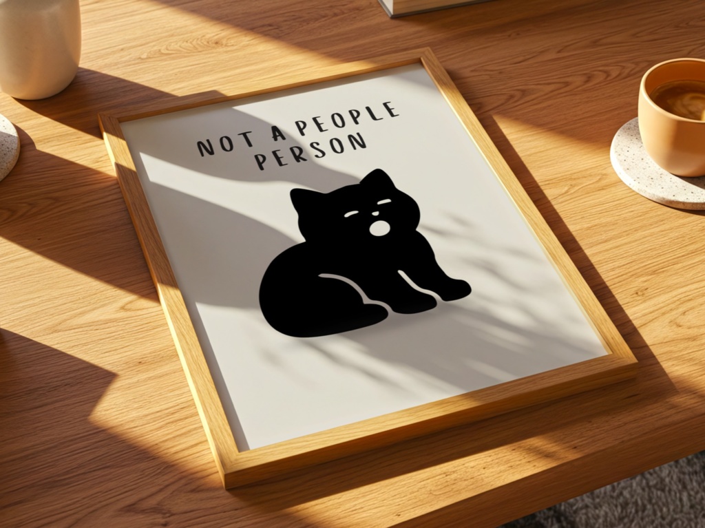 Introverted Cat Quote Series 17 – Not a People Person|人付き合いが苦手な猫