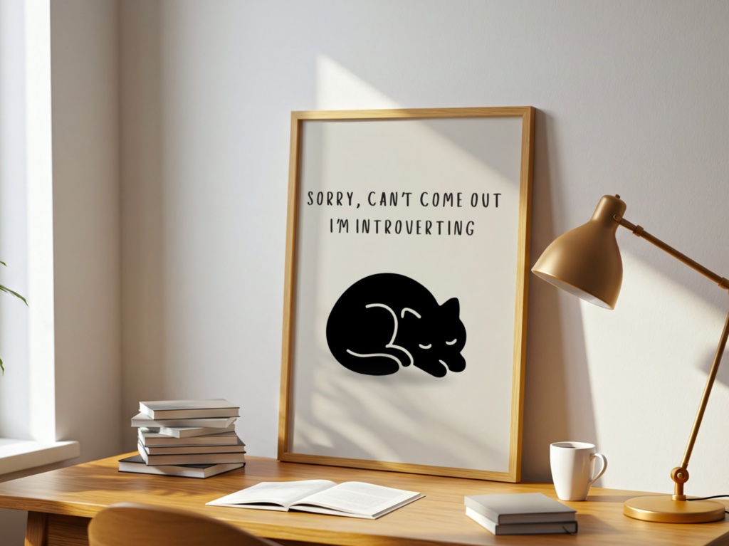 Introverted Cat Quote Series 18– Sorry, Can’t Come Out|引きこもり中の猫