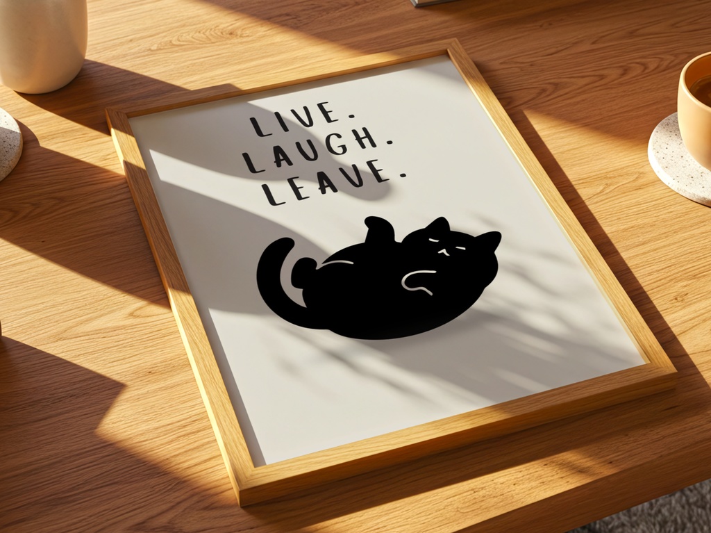 Introverted Cat Quote Series 20 – Live. Laugh. Leave.|静かに去る内向猫