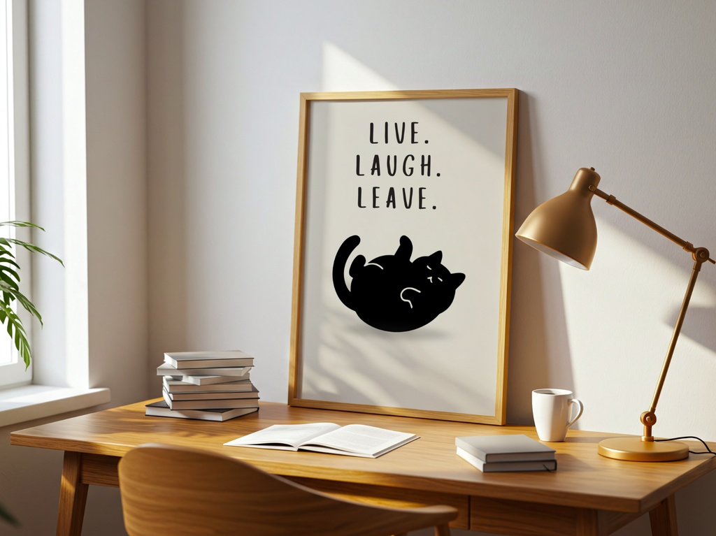 Introverted Cat Quote Series 20 – Live. Laugh. Leave.|静かに去る内向猫