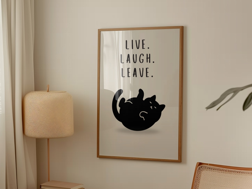Introverted Cat Quote Series 20 – Live. Laugh. Leave.|静かに去る内向猫