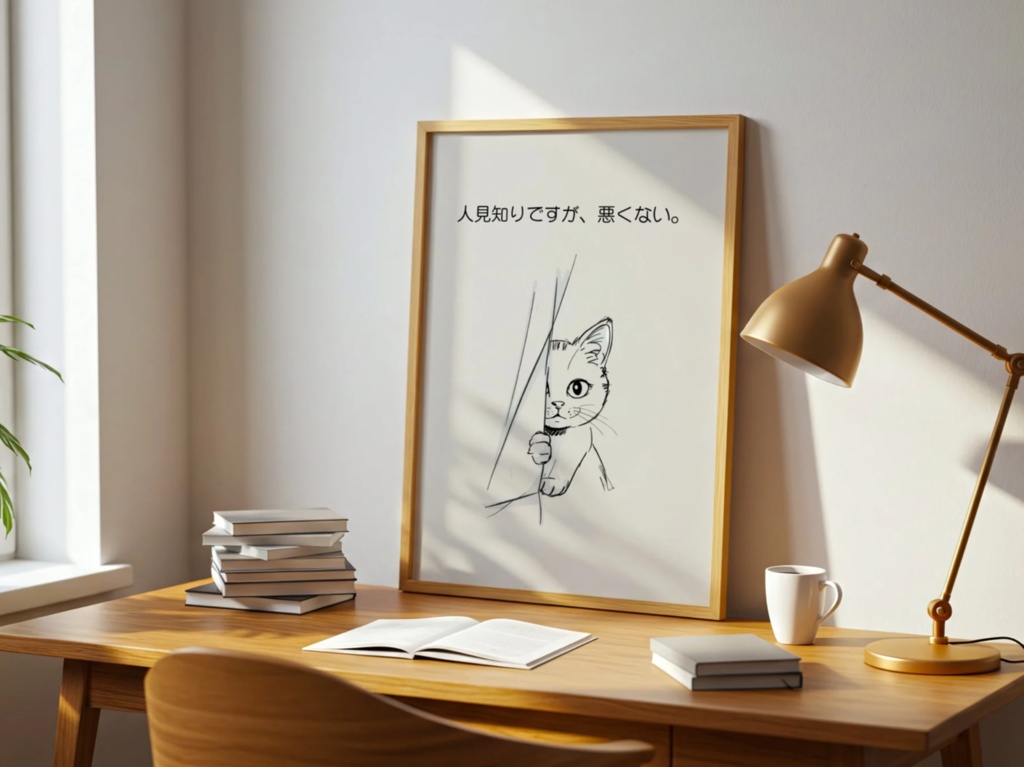 Introverted Cat Quote Series 01 – Shy but Fine|人見知りですが、悪くない。