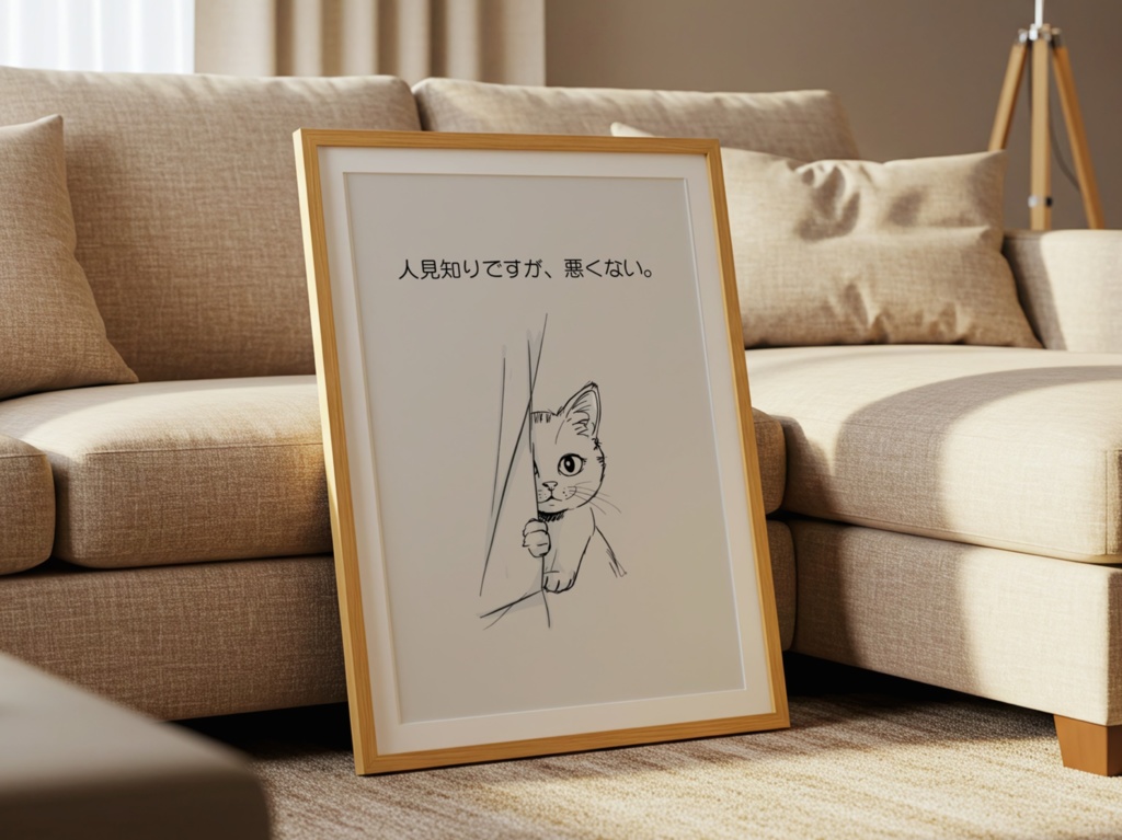 Introverted Cat Quote Series 01 – Shy but Fine|人見知りですが、悪くない。