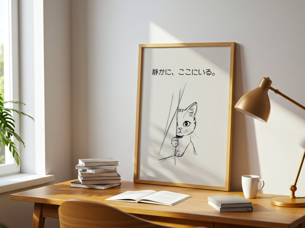 Introverted Cat Quote Series 03 – Quietly Here|静かに、ここにいる。