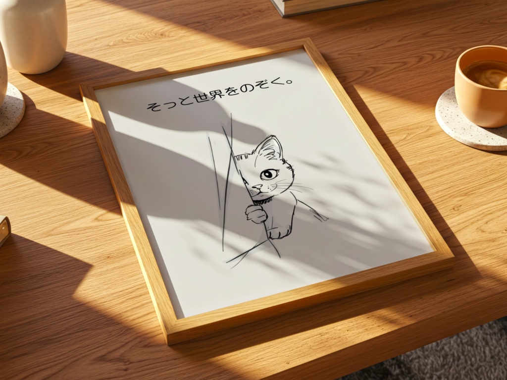 Introverted Cat Quote Series 04 – Peeking at the World|そっと世界をのぞく。