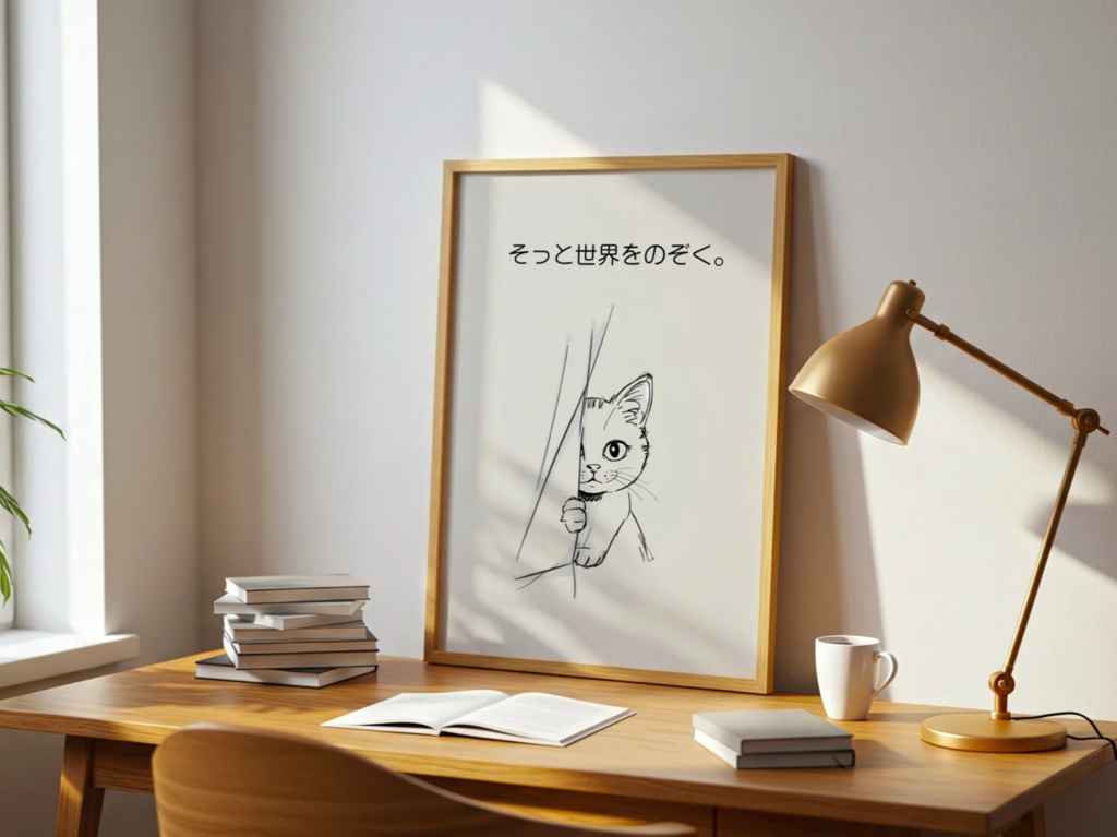Introverted Cat Quote Series 04 – Peeking at the World|そっと世界をのぞく。