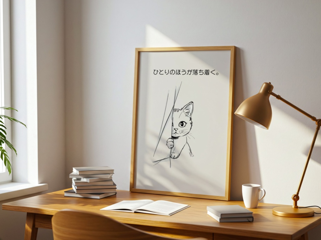 Introverted Cat Quote Series 07 – Calm in Solitude|ひとりのほうが落ち着く。