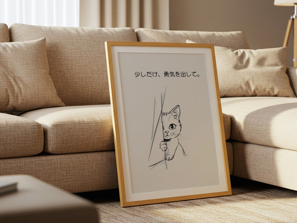 Introverted Cat Quote Series 09 – A Little Courage|少しだけ、勇気を出して。