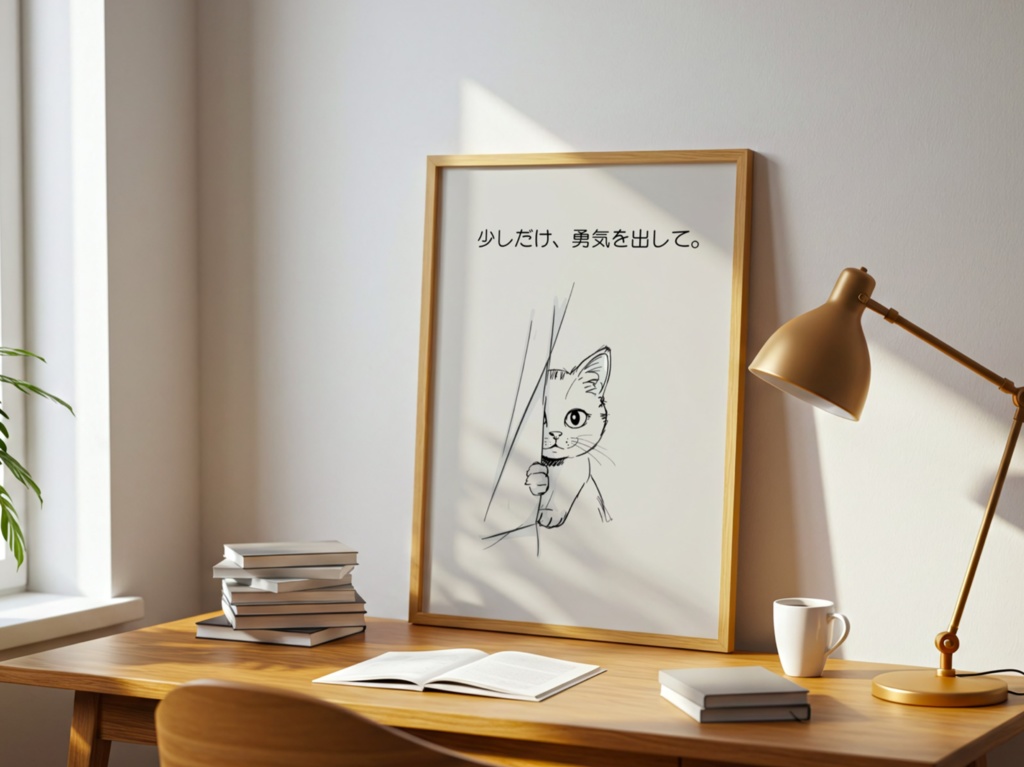 Introverted Cat Quote Series 09 – A Little Courage|少しだけ、勇気を出して。