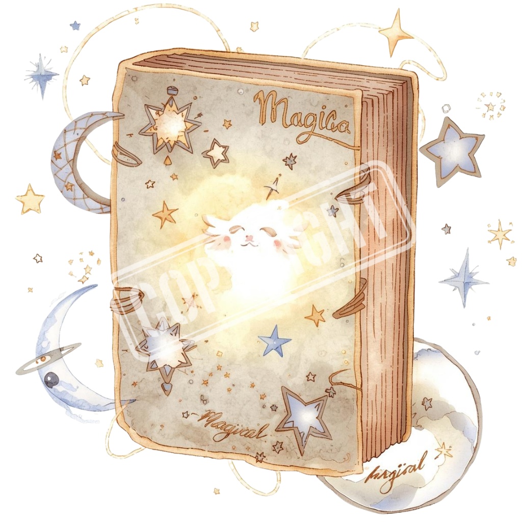 水彩風タロット占いグッズクリップアート 11種類セット【PNG/アンティーク可愛いパステルカラー】