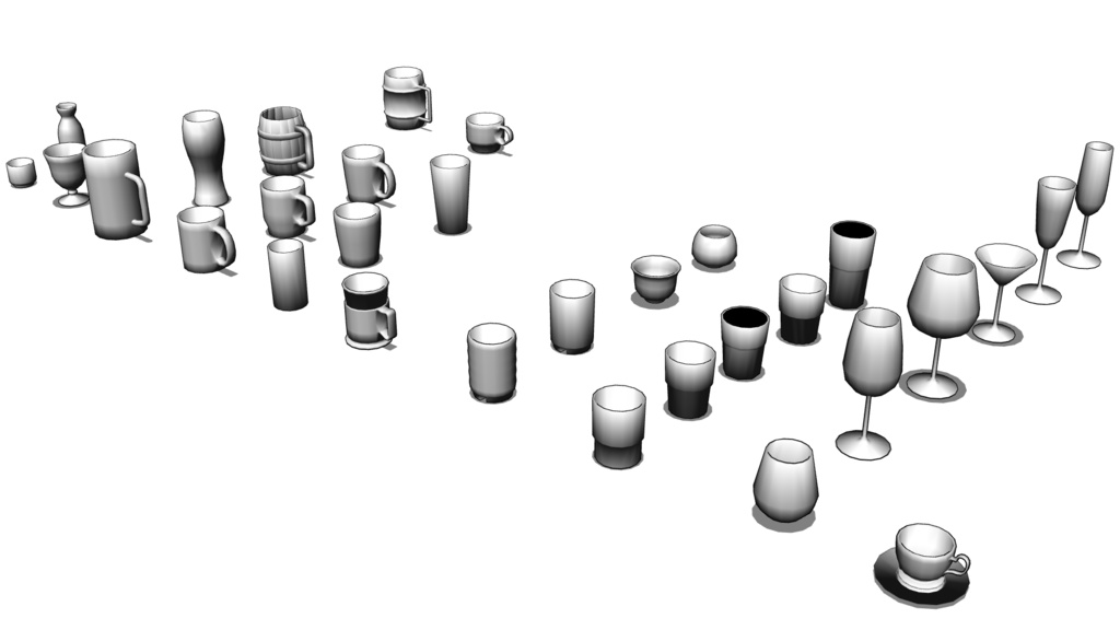 コップ 3Dモデル 30種 テクスチャ無