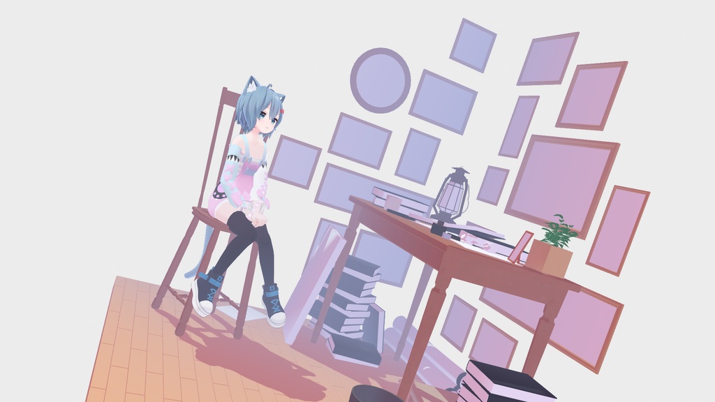 【無料】【VRChat】ラスク専用 オーバーオールスカート