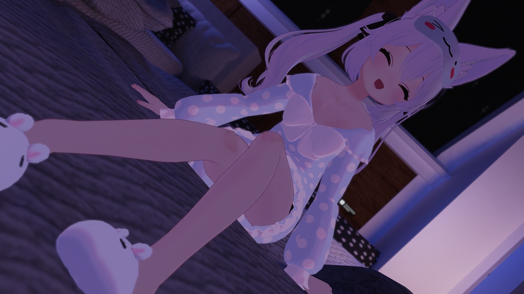 【VRChat】「4アバター対応」+「一緒に発売レイシャーク」 うさぎ寝巻