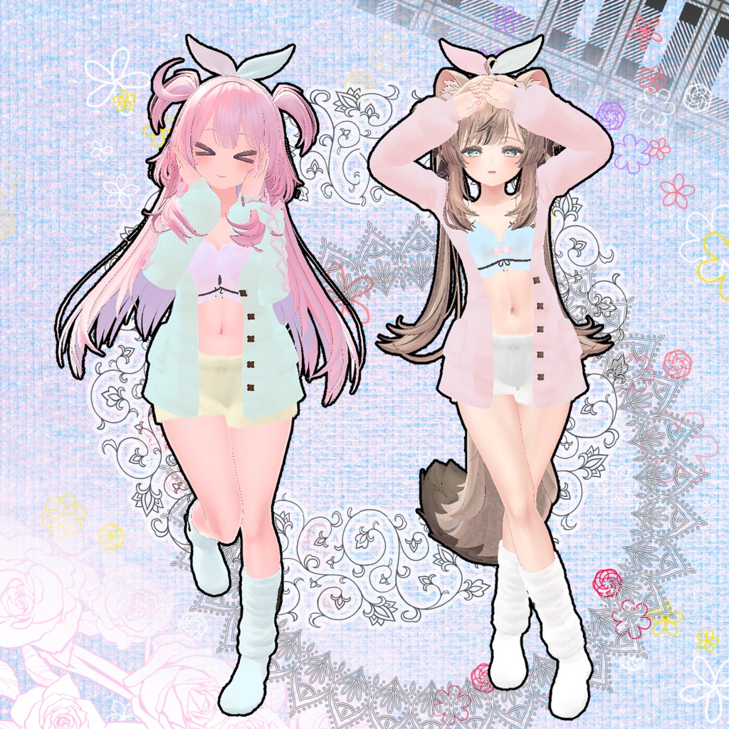 【VRChat】 7アバター対応 「パステル部屋着」