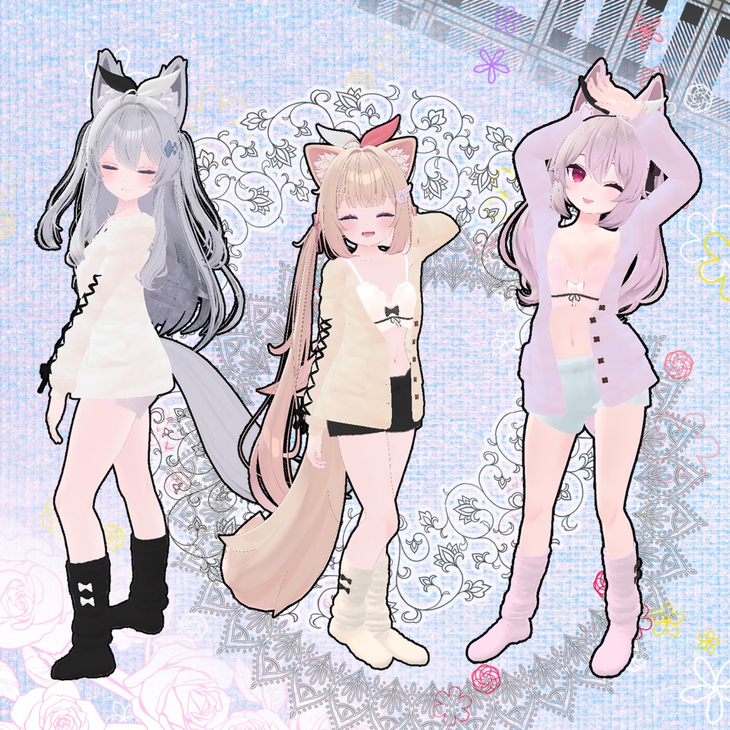 【VRChat】 7アバター対応 「パステル部屋着」