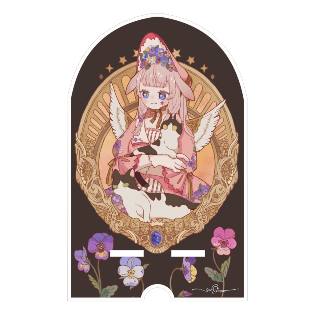 ビオラバースデー アクリルスマホスタンド【ダークチョコ】