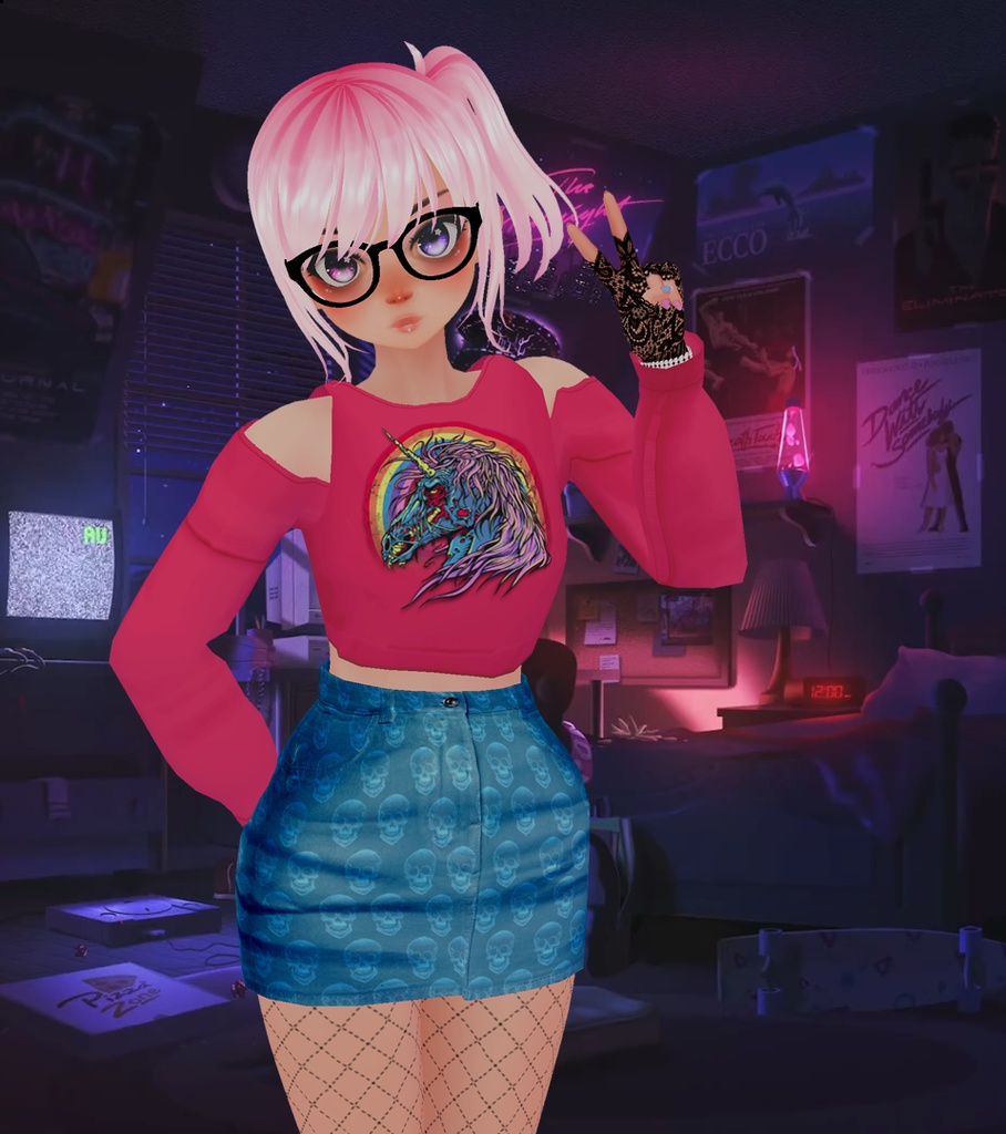 VTUBER Cute Crop Top - Unicorn Zombie - 8 colors - VROID -