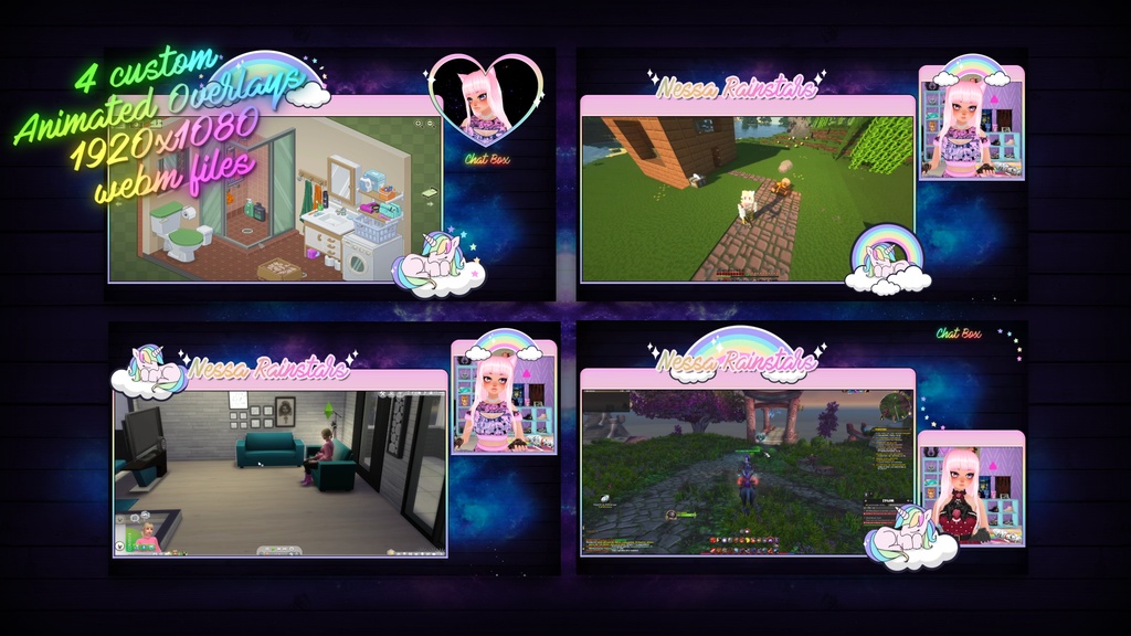 ON SALE!! ANIMATED Twitch Stream Package | Cute Setup Theme | lgtbiq+ | rainbow | pink | Unicorn | Streamer Graphics / Overlays