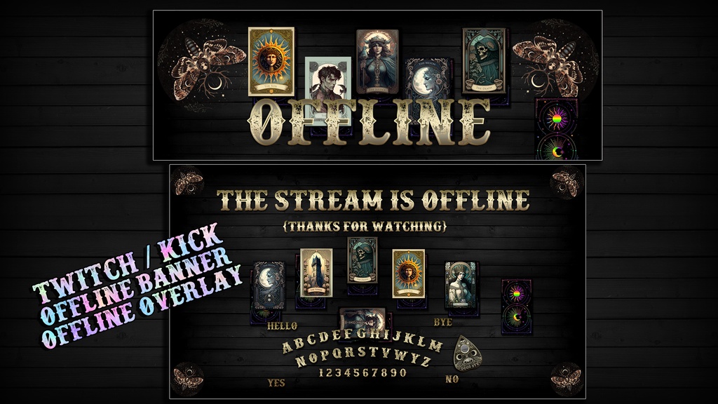 ON SALE!! Ouija & Tarot Cards Overlay | ANIMATED Twitch / Kick/ YouTube / Stream Package | Spooky | Halloween | Mistery|
