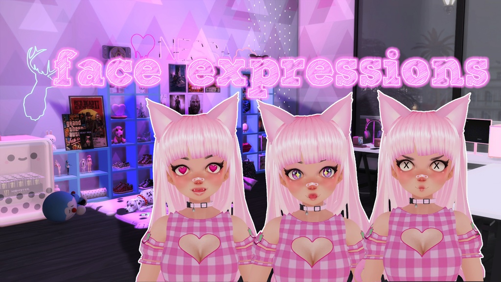 Model Animated 3D VTuber Neko: Adorable Expressions Kawaii | VRM |
